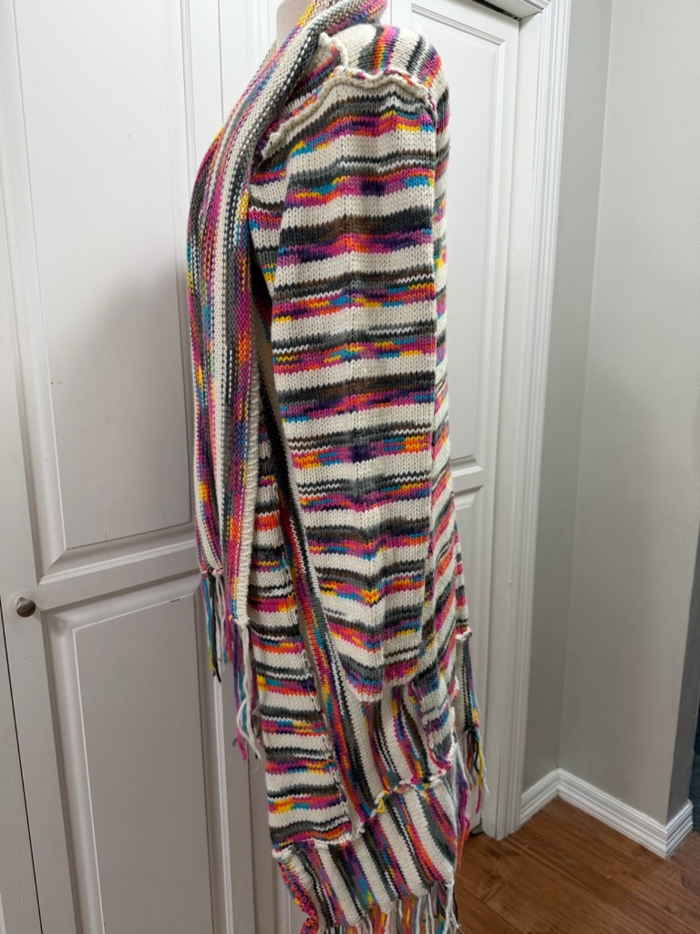Open-Front Multicolor Fringe Cardigan - Picture 5 of 8